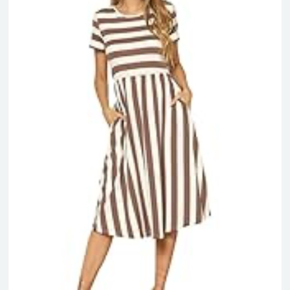 NWT Levaca Women's Summer Knit Striped Midi Dress